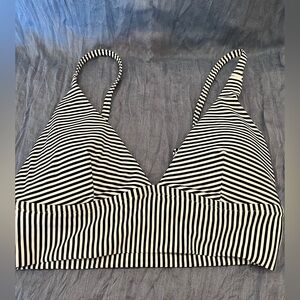 AERIE Striped Black and White Bikini Top